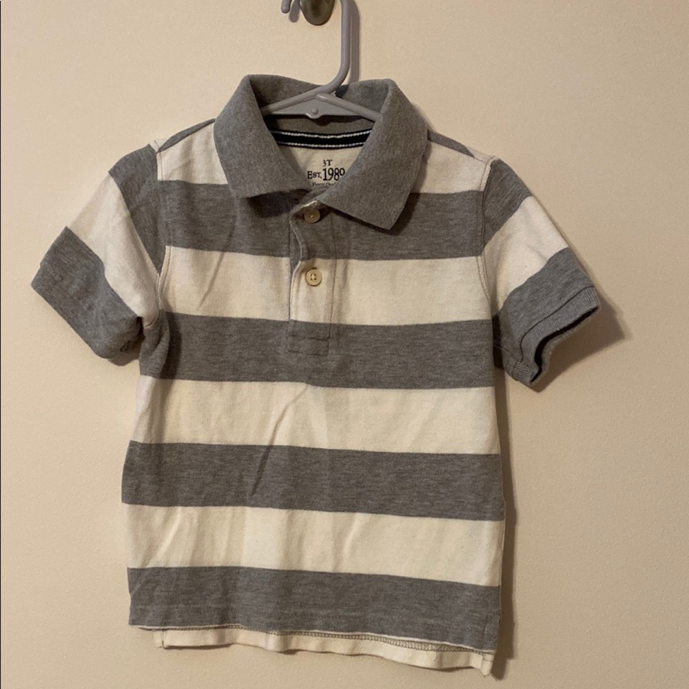 1989 Place Gray and White Striped Polo